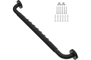 Black Rubber Grip Grab Bar 24 Inch, iMomwee Stainless Steel Bathroom Safety Handrail, Balance Support Handle Matte Black, Anti-Slip Shower Grab Rail for Elderly Senior Handicapped