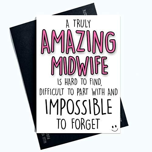 Midwife Thank You Cards Impossible to Forget Funny Greeting Cards for Her Profanity Cards for Him Thank You Card for Midwife Pregnancy Gifts New Born Comedy PC762