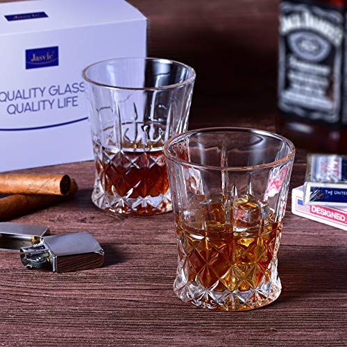 Whiskey Glasses SET OF 4 - Lead Free Glass set Cups and Tasting Tumblers for drinking Scotch, Bourbon. Irish whiskey, Brandy - Luxury Gifts for Men Women