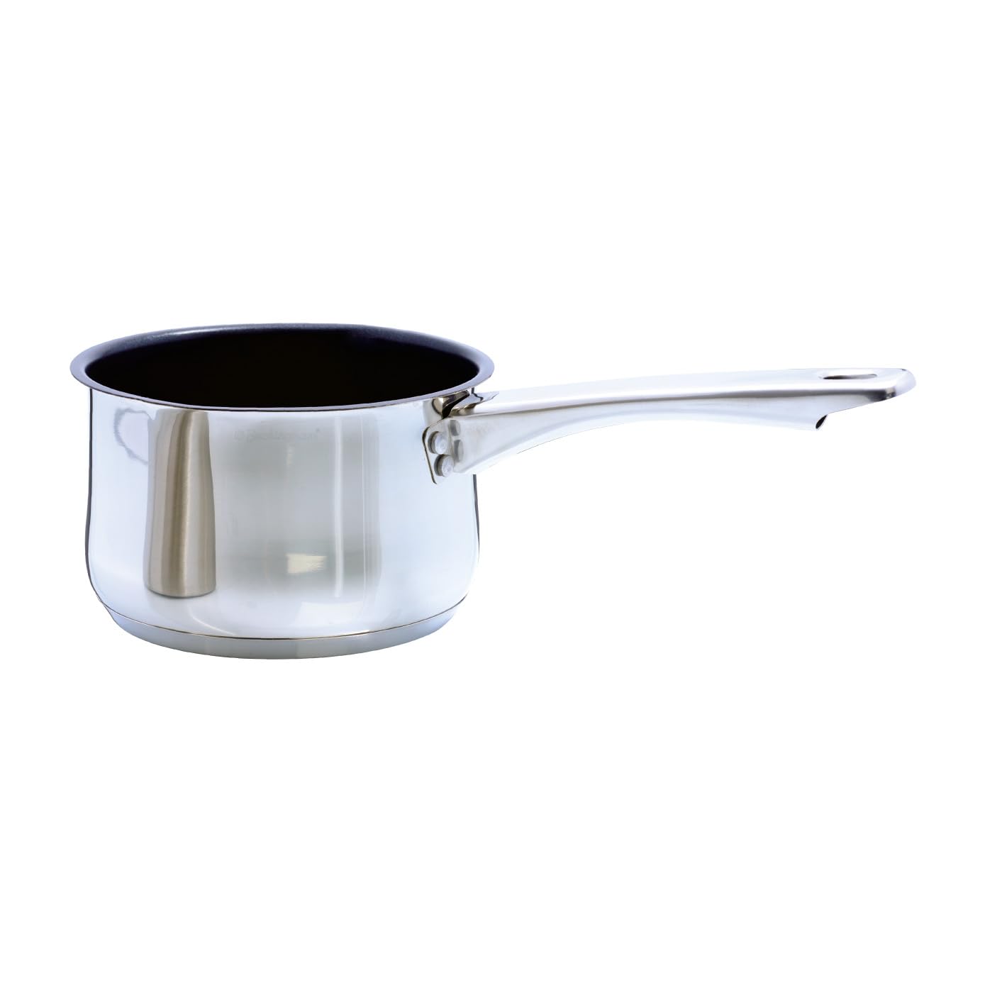 Buckingham Premium Stainless Steel Milk Pan Xylan Non-stick Coating Deep Milk Saucepan with Double Pouring Lip Suitable for Induction Ceramic Gas & Electric Hobs 1.3 Litres 14 cm