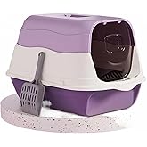 Large Covered Litter Box With Lid - Fully Enclosed Cat Toilet Pan and Scoop