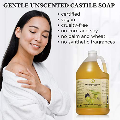 Castile Soap Liquid Unscented 1 Gallon Vegan & Pure Organic Soap