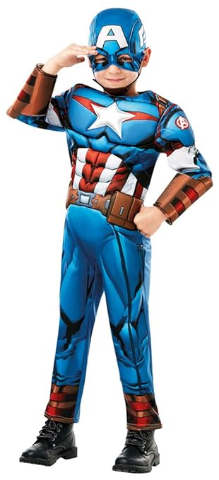 Captain America Avengers Deluxe Kostüm für Kinder - Marvel Comics Verkleidung Karneval Mottoparty
