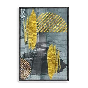 Framed Canvas Home Artwork Decoration Golden Abstract Art Canvas Wall Art for Living Room, Bedroom - 16x24 inches