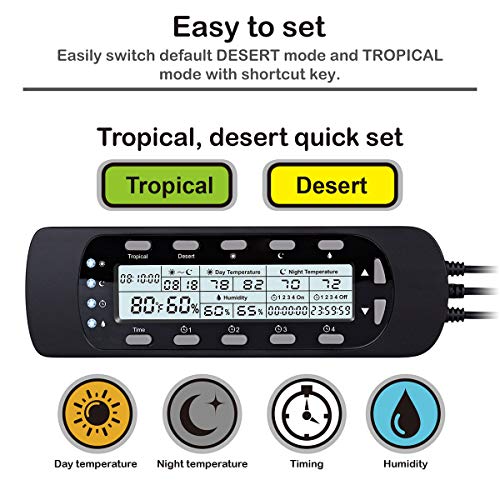PETSPIONEER Temperature & Humidity Controller Reptile Timer, Dual Stage ...