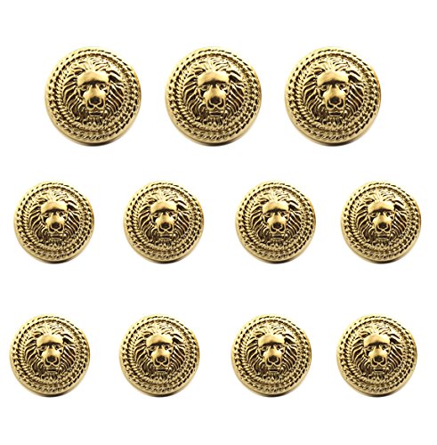 Funcoo 11 pcs Metal Blazer Button Antique Vintage Silver Suits button Set for Blazer, Suits, Sport Coat, Uniform, Jacket (Gold-Lion)