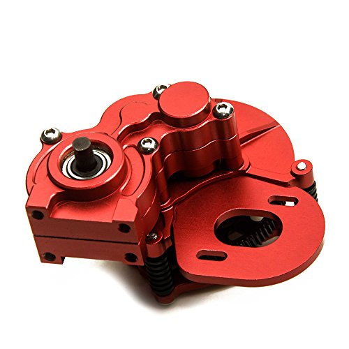 Aluminum Alloy Center Transmission Case /Gearbox with Helical Gear for 1/10 Axial SCX10 RC Crawler Car Red - Thumbnail 5