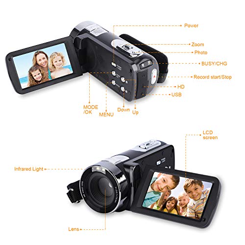 CamKing-Videocmara-Cmara-Digital-Cmara-de-Video-Full-HD-1080P-24MP-Pantalla-LCD-de-Rotacin-270