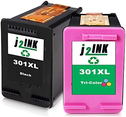 J2INK 2 Pack Remanufactured High Yield Ink Cartridge for 301XL CH563EE CH561EE Black Color