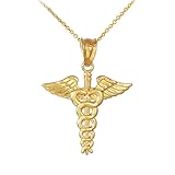 American Heroes 14k Gold Caduceus Charm Pendant