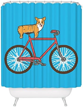 Corgi on a Bike Shower Curtain Cute Funny Dog Bicycle Bathroom Decor Great Gift