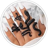 Snake Rings for Women Snake Ring Set Black Snakes Jewelry for Women Goth Gothic Rings Vintage Punk Knuckle Finger Thumb Ring Halloween Accessories