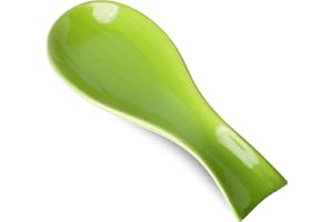Hasense Spoon Rest for Stove Top, Large Ceramic Spoon Holder for Kitchen Counter, Cooking Utensil Rest for Spatula Ladle Spoon and Tong, Kitchen Spoon Rest for Home and Coffee Bar Accessories, Green