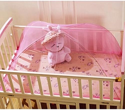 KateDy Pink Umbrella Style Mosquito Net,Foldable and Portable Baby Infant Nursery Play Tent,Bed Crib Canopy Mesh Mosquito Net Netting,Summer Gift 43.3"x25.6"x15.7"