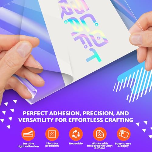 Frisco Craft Premium Tack Clear Transfer Tape for Vinyl with Paper Backing - Perfect for Self Adhesive Vinyl for Signs, Decals, Holographic & More (Original Clear, 12
