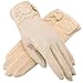 Women Driving Sunscreen Slip Gloves Cotton Gloves Breathable Lace Bow (One size, Apricot)