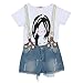 PanDaDa Girls Clothing Sets Ruffled Sleeveless Tops T Shirt Plaid Shorts Vest (6 years, Blue)
