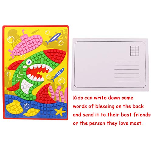 Lovyan Mosaic Stickers Art Kits for Kids 4 Pack DIY Handmade Art Crafts with Card Stands, 1080 Sticky Tiles (Sea Animals) - Thumbnail 2