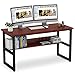 Tribesigns 55 Inches Computer Desk with Bookshelf Works as Office Desk Study Table Workstation for Home Office (55‘’, Cherry)