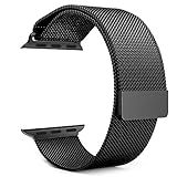 Apple Watch Band Series 1 Series 2, MoKo Milanese Loop Stainless Steel Bracelet Smart Watch Strap for iWatch 42mm All Models with Unique Magnet Lock, No Buckle Needed - BLACK (Not Fit iWatch 38mm)
