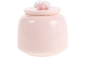 NIYANGLE Ceramic Tea Storage Canister 200ml Pink with Sealed Lid, Kitchen Coffee and Spice Jar for Home