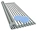 Roll Up Dish Drying Rack - Solid Steel (Unique Square Rod Design) Silicone Over The Sink Dish Drainer + BONUS Dish Scrubber - Large 20.5” x 12.75” (Mid Gray) - Also Useful as a Trivet and Cooling Rack
