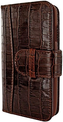 Piel Frama Wallet Case for Apple iPhone 6 Plus - Crocodile Brown