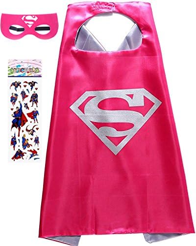 Superhero Costume and Dress up for Kids - Satin Cape and Felt Mask (b-Supergirl)