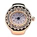 Womens Rose Gold Silver Crystal Quartz Finger Ring Watch with Gift Box (Gold Oval)