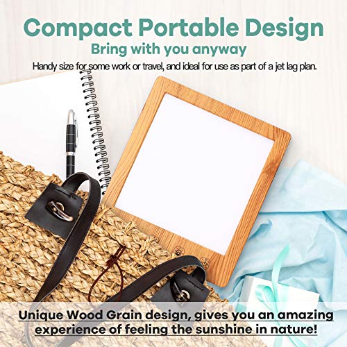 SAD Light Therapy Lamp 10000 Lux, Wood Grain Daylight Lamp Helps Combat Seasonal Affective Disorder, Portable Home Office Natural Sunlight Energy Lamp with Timer Function Touch Control UV-Free