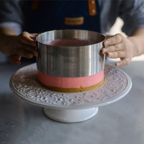 Cooking Cake Ring Baking Forms with Circle Stainless Steel 8 Inch for Pastry, Food, Higher and Thicker, Smooth Surface by MSART, Not Deform, Durable.
