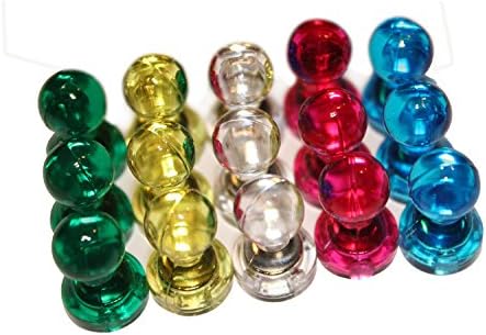 Haxeo Magnetic Push Pins - Set of 15 - Comes in 5 Different Colors. Each PushPin has one N35 Strength Neodymium Rare Earth Magnet Inside.