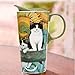 CEDAR HOME Travel Coffee Ceramic Mug Porcelain Latte Tea Cup With Lid 17oz. Sunflower and Pet Cat