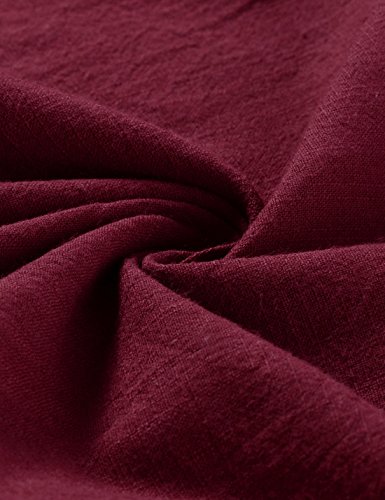 NEARKIN (NKNKN352 Beloved Mens Chinese Zipup Collar Linen Roll Up Shirts Wine US XXL(Tag Size 2XL)