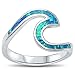 Oxford Diamond Co Wave Ocean Beach Lab Created Opal .925 Sterling Silver Ring Sizes 4-12. Colors Available (Lab Created Blue Opal, 10)