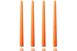 BERKEBUN 10 inch Orange Taper Candles-Set of 4 Tapered Candle -Dripless and Smokeless,Tall Candlesticks, Home Dinner, Party, Wedding, Halloween, Churches,Christmas Candles