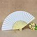 Grosun 10 Packs White Bamboo Folding Fan Handheld Fan Paper Folded Fan for Wedding Party and Home Decoration