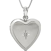 PicturesOnGold.com Sterling Silver Diamond Heart Photo Locket 3/4 x 3/4 Inch