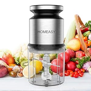 Homeasy-Food-Processor-Mini-Food-Chopper-Mini-Meat-Grinder-600ml-Stainless-Steel-Food-Grinder-for-Salad-Sauces-Vegetables-Meat-Fruits-and-Nuts-300W-and-4-Durable-Sharp-Blades Mini Meat Grinder, Homeasy Mini Food Processor Food Grinder 600ml Stainless Steel Small Chopper for Salad, Sauces…