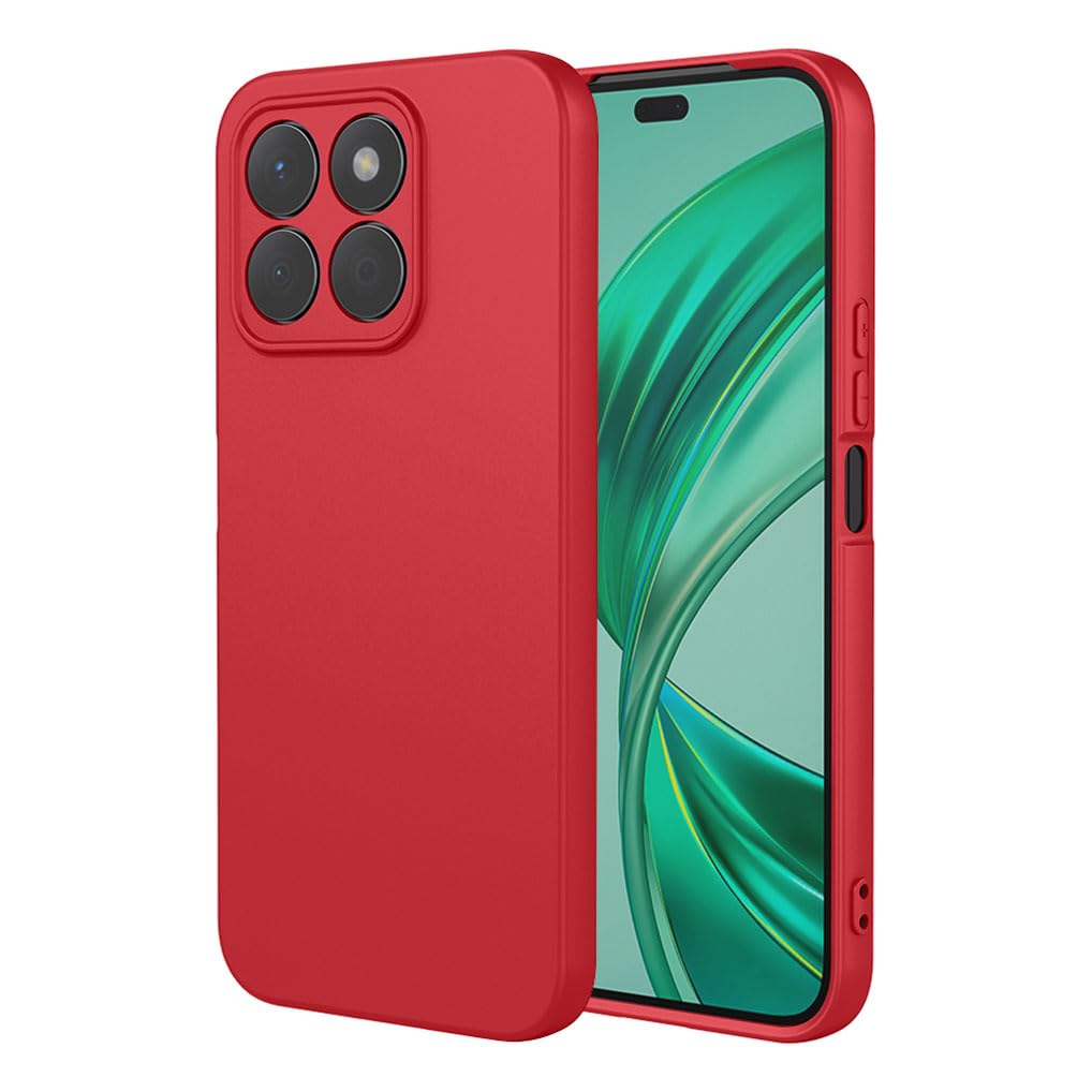 SEAHAI Case for HONOR X6b, Ultra Thin Silky-Soft Touch Soft Liquid Silicone Phone Cover with Shockproof Airbag Design, Premium TPU Bumper Fashion Case - Red