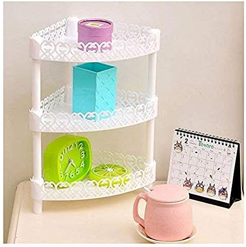 Bathroom Kitchen Corner Storage Counter Shelf Unit Plastic Shower Basket Storage Rack Finishing Rack 3 Layers