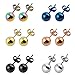 Feramox 316L Stainless Steel Stud Earrings Round Ball Earrings for Men Women Assorted Colors 6 Pairs (4mm)