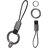 Microfiber Keychain with Wrist Lanyard and Key Rings, Universal Zinc Buckle Car Key Holder