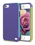 EXSEK iPhone 5/5S SE Case, Hybrid Ultra Slim 3 Color Case Shockproof [Anti-Slip] [Extra Front Raised Lip] Scratch Resistant Soft Gel Bumper Rugged Case for iPhone 5/5S (Purple)