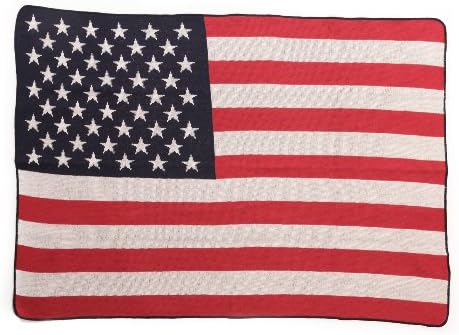 Green 3 US Flag Throw Blanket, Red/White/Blue