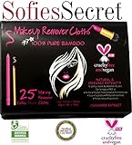 SofiesSecret Makeup Remover Facial Pads 100% Natural & Organic Extracts Travel Pack, 25 Count, 100% Pure Bamboo, Extra Thick, Organic, Recyclable, Cruelty Free & Vegan, LIGHT MOISTEN