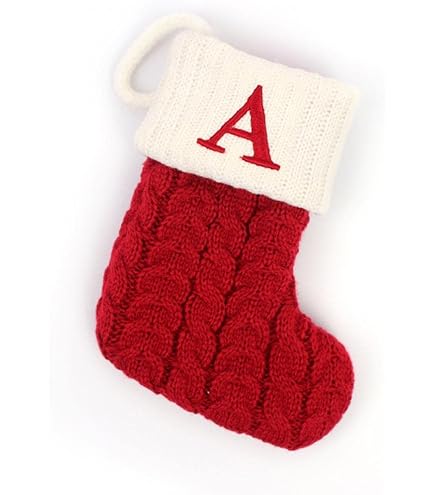 Kurt Adler Monogrammed 'P' Miniature Stocking - 7 Inch Polyester Christmas Stocking With Silver Bells
