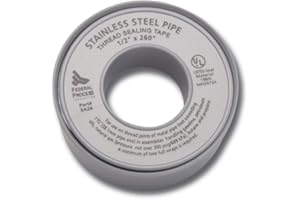 Gasoila Nickel PTFE Thread Seal Tape – Professional-Grade, 1/2 Inch x 260 Inch, High-Density Thread Tape for Stainless Steel Pipes– Leak-Proof Seal, Non-Toxic