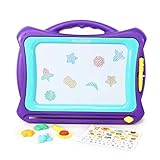 Hailey&Elijah Magnetic Drawing Board Colors Writing Painting Sketching Pad with 5 Stamps and Sticker for Toddler Boy Girl Kids Skill Development (Purple) (Purple)