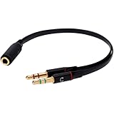 Damomon Black 4 Pin 3.5mm Female To 2 x 3 Pin 3.5mm Male Headset Splitter Adapter